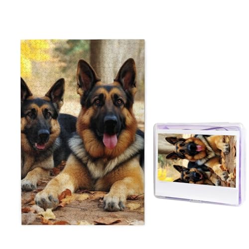 1000-teiliges Puzzle für Erwachsene, herausforderndes Holzpuzzle Deutscher Schäferhund, Fotopuzzle, individuelles Bilderpuzzle für Erwachsene und Kinder, Familienspielabende, 50 x 49,5 cm Puzzle von KLOPH