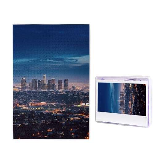 1000-teiliges Puzzle für Erwachsene, herausforderndes Holzpuzzle Los Angeles Skyline, Fotopuzzle, individuelles Bilderpuzzle für Erwachsene und Kinder, Familienspielabende, 50 x 49,5 cm Puzzle von KLOPH
