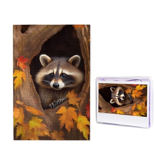 1000-teiliges Puzzle für Erwachsene, herausforderndes Holzpuzzle Waschbär im Herbstbaumloch, Fotopuzzle, individuelles personalisiertes Bilderpuzzle für Erwachsene und Kinder, Familienspielabende, 50 1000-teiliges Puzzle für Erwachsene, herausforderndes Holzpuzzle Waschbär im Herbstbaumloch, Fotopuzzle, individuelles personalisiertes Bilderpuzzle für Erwachsene und Kinder, Familienspielabende, 50 von KLOPH