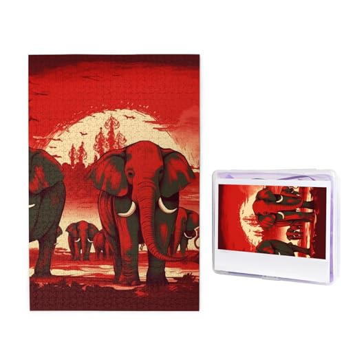 1000-teiliges Puzzle für Erwachsene, herausforderndes Holzpuzzle mit Elefanten, rotes Fotopuzzle, individuelles Bilderpuzzle für Erwachsene und Kinder, Familienspielabende, 50 x 49,5 cm Puzzle 1000-teiliges Puzzle für Erwachsene, herausforderndes Holzpuzzle mit Elefanten, rotes Fotopuzzle, individuelles Bilderpuzzle für Erwachsene und Kinder, Familienspielabende, 50 x 49,5 cm Puzzle von KLOPH