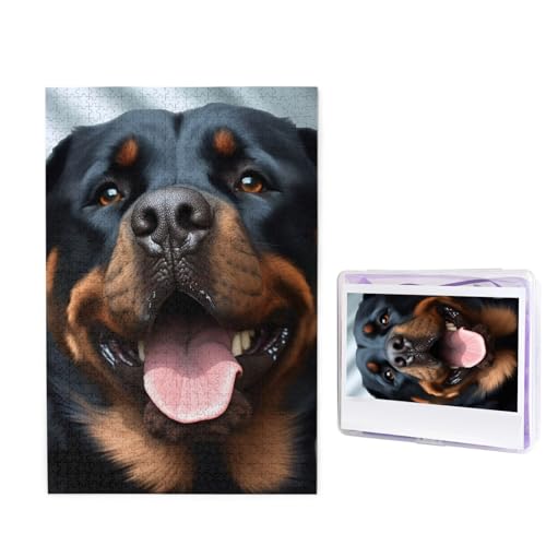 1000-teiliges Puzzle für Erwachsene, herausforderndes Holzpuzzle mit Rottweiler-Hunden, Zungenkopf-Fotopuzzle, individuelles Bilderpuzzle für Erwachsene und Kinder, Familienspielabende, 50 x 49,5 cm 1000-teiliges Puzzle für Erwachsene, herausforderndes Holzpuzzle mit Rottweiler-Hunden, Zungenkopf-Fotopuzzle, individuelles Bilderpuzzle für Erwachsene und Kinder, Familienspielabende, 50 x 49,5 cm von KLOPH