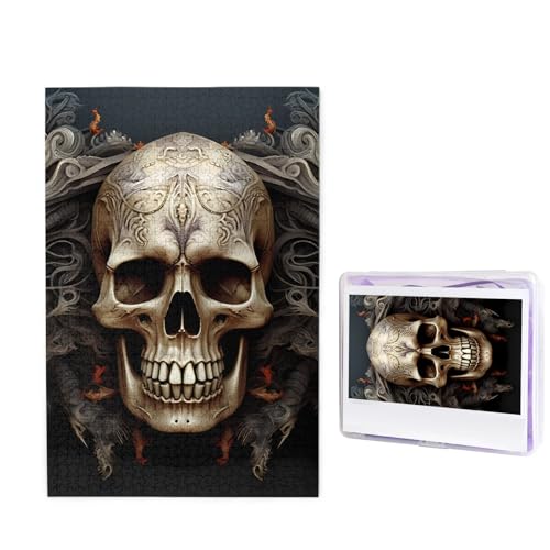 1000-teiliges Puzzle für Erwachsene, herausforderndes Holzpuzzle mit Totenköpfen, Fotopuzzle für Erwachsene und Kinder, Familienspielabende, 50 x 49,5 cm Puzzle von KLOPH