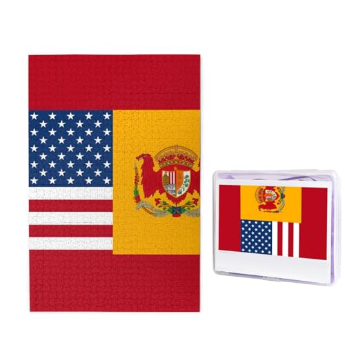 1000-teiliges Puzzle für Erwachsene, herausforderndes Holzpuzzle mit amerikanischer Spanien-Flagge, Fotopuzzle für Erwachsene und Kinder, Familienspielabende, 50 x 49,5 cm Puzzle 1000-teiliges Puzzle für Erwachsene, herausforderndes Holzpuzzle mit amerikanischer Spanien-Flagge, Fotopuzzle für Erwachsene und Kinder, Familienspielabende, 50 x 49,5 cm Puzzle von KLOPH