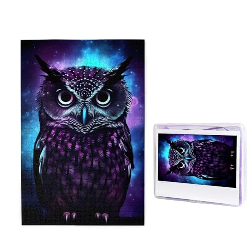 1000-teiliges Puzzle für Erwachsene, herausforderndes Holzpuzzle mit lila Eule, Fotopuzzle, individuelles Bild, Puzzle für Erwachsene und Kinder, Familienspielabende, 50 x 49,5 cm Puzzle von KLOPH