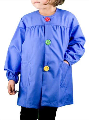 KLOTTZ Kinder Malschürze für den Kindergarten. Einfarbige Bastelkittel Blau. 4/5 Jahre alt (104-109cm) von KLOTTZ