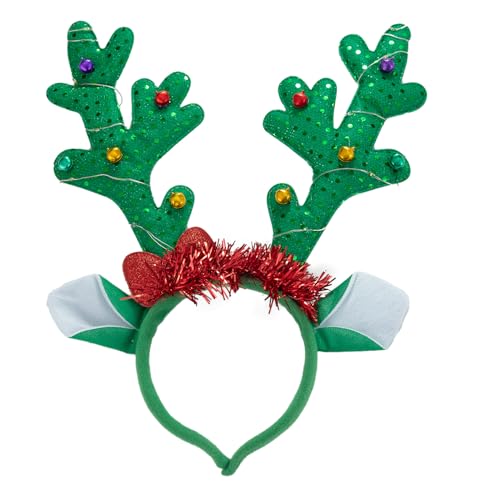 KLOVA LED Rentier-Stirnband für Weihnachtsfeier, niedliches und einzigartiges Hirschhorn-Design, Haarband, Halloween-Kopfschmuck von KLOVA