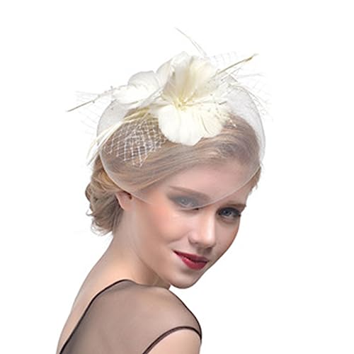 KLOVA Vintage Fascinator Haarspange Exquisite Rose für Teeparty Hochzeit Kostüm Pillbox Hut Dame Kopfbedeckung für Beerdigung/Hochzeit von KLOVA