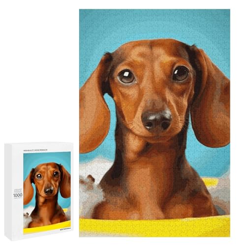 Dackel-Hunde-Puzzle, Holzpuzzle, personalisiertes Bild, Puzzle, 1000 Stück, für Erwachsene, anspruchsvolle Puzzles, Hochzeit, Abschlussgeschenk von KLWQR