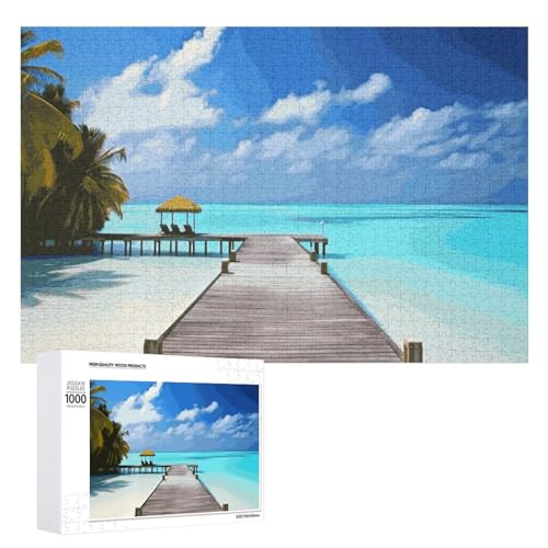 Holzpuzzle Malediven, Feiertage, personalisiertes Bild, Puzzle, Familiendekoration, Puzzles für Erwachsene, anspruchsvolles Puzzle, Familie, Hochzeit, Abschlussgeschenk, 1000 Stück Holzpuzzle Malediven, Feiertage, personalisiertes Bild, Puzzle, Familiendekoration, Puzzles für Erwachsene, anspruchsvolles Puzzle, Familie, Hochzeit, Abschlussgeschenk, 1000 Stück von KLWQR