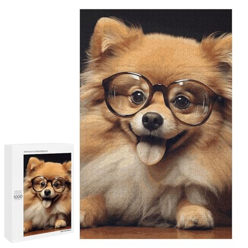 Zwergspitz-Puzzle mit Brille, Holzpuzzle, personalisiertes Bild, Puzzle, 1000 Stück, Familiendekoration, Puzzles für Erwachsene, anspruchsvolles Puzzle, Familie, Hochzeit, Abschlussgeschenk Zwergspitz-Puzzle mit Brille, Holzpuzzle, personalisiertes Bild, Puzzle, 1000 Stück, Familiendekoration, Puzzles für Erwachsene, anspruchsvolles Puzzle, Familie, Hochzeit, Abschlussgeschenk von KLWQR