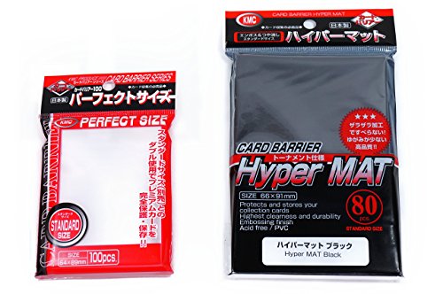 KMC Hyper Mat Sleeve Black (80-Pack) + 100 Pochettes Card Barrier Perfect Size Soft Sleeves Value Set ! von KMC