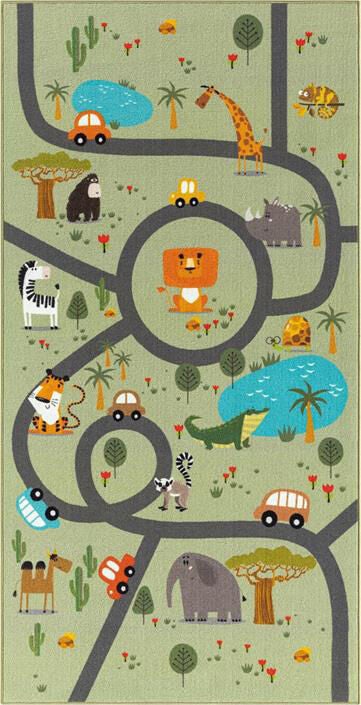 KMCarpets Play Animals Teppich 80x150 cm, Grün von KMCarpets