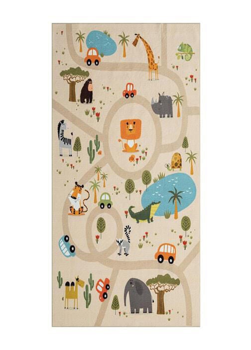 KMCarpets Play Animals Teppich 80x150 cm, Leinenfarben von KMCarpets