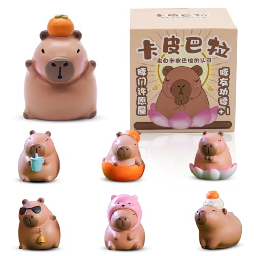 Blind Box Capibara Figuren Capibara Random Collection Guess Blind Bag Überraschungs Box Sammlerstück Kunstspielzeug, Geburtstagsfeier Geschenk für Kinder Weihnachten (Style E) von KMFASVX