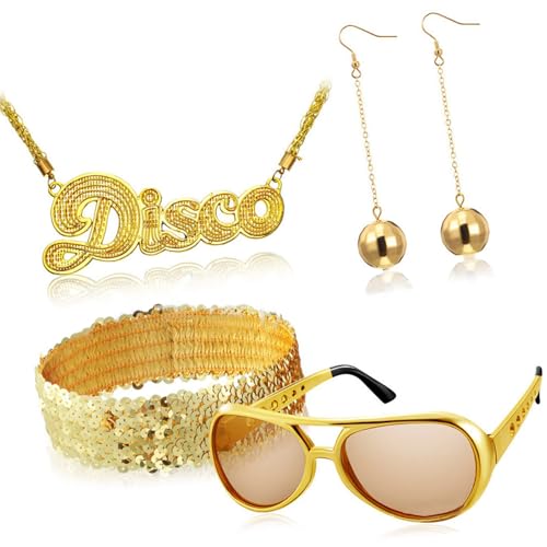 KMGDM 1970er Jahre Diskotheken Zubehör Damen Discos Kostüm Set Discos Kugeln Ohrringe Stirnband und Sonnenbrille und anderes Zubehör KMGDM 1970er Jahre Diskotheken Zubehör Damen Discos Kostüm Set Discos Kugeln Ohrringe Stirnband und Sonnenbrille und anderes Zubehör von KMGDM
