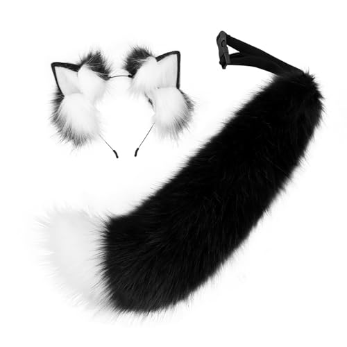 KMGDM 2 x Tier-Cosplay-Kostüm, Kunstpelze, Wolf, Katzen, Füchse, Schwanz und Katzenohren, Stirnbänder, Halloween-Party, Kostümzubehör KMGDM 2 x Tier-Cosplay-Kostüm, Kunstpelze, Wolf, Katzen, Füchse, Schwanz und Katzenohren, Stirnbänder, Halloween-Party, Kostümzubehör von KMGDM