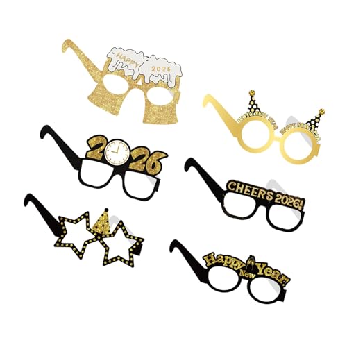 KMGDM 6 Stück 2026 Neujahrsparty-Brille, leicht, Cosplay, faltbarer Rahmen für lustige Feiern und Kostümzubehör KMGDM 6 Stück 2026 Neujahrsparty-Brille, leicht, Cosplay, faltbarer Rahmen für lustige Feiern und Kostümzubehör von KMGDM