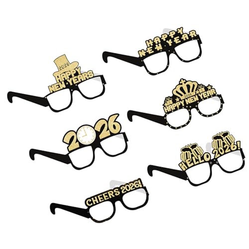 KMGDM 6 Stück 2026 Neujahrsparty-Brille, leicht, Cosplay, faltbarer Rahmen für lustige Feiern und Kostümzubehör von KMGDM
