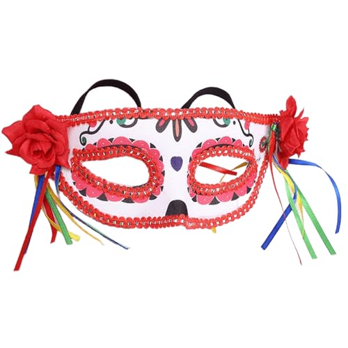 KMGDM Bemaltes Totenkopf-Gesicht für Halloween, Festival, Party, verstellbar, atmungsaktiv, Party-Accessoire, Augenmaske mit Blumenmuster KMGDM Bemaltes Totenkopf-Gesicht für Halloween, Festival, Party, verstellbar, atmungsaktiv, Party-Accessoire, Augenmaske mit Blumenmuster von KMGDM