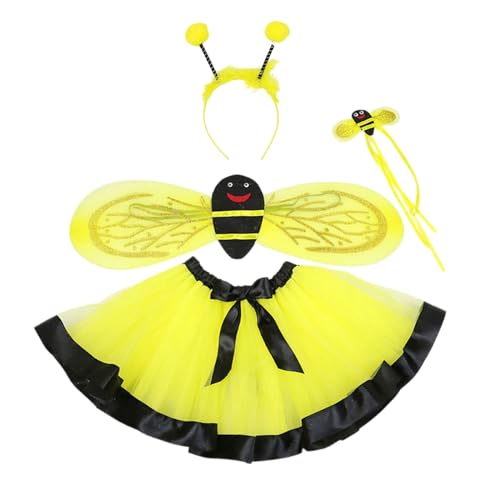 KMGDM Bienenfeenkostüme mit Rock, Flügel, Feenstab und Stirnband für Kinder, Jungen, Mädchen, Geburtstag, Halloween, Weihnachten KMGDM Bienenfeenkostüme mit Rock, Flügel, Feenstab und Stirnband für Kinder, Jungen, Mädchen, Geburtstag, Halloween, Weihnachten von KMGDM
