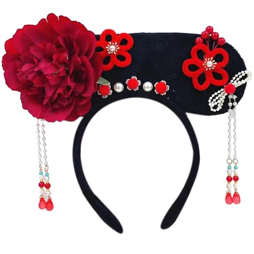 KMGDM Chinesische Prinzessinnen-Haarbänder, traditionelles Stirnband, Prinzessinnenkopfschmuck, Kostüm, chinesische Prinzessin, Qitou mit Blume von KMGDM