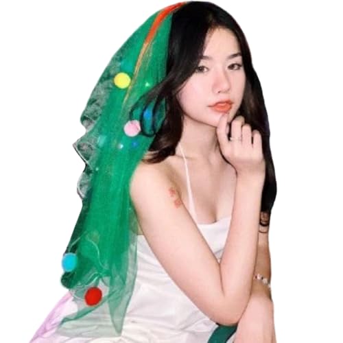KMGDM Dopamines Bunte Pompons, Kopfschleier für Damen und Jugendliche, mit großer Schleife, modische Kopfbedeckung für Weihnachten, Festival KMGDM Dopamines Bunte Pompons, Kopfschleier für Damen und Jugendliche, mit großer Schleife, modische Kopfbedeckung für Weihnachten, Festival von KMGDM