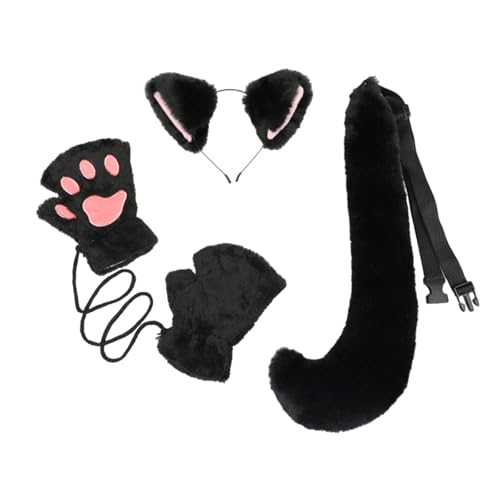 KMGDM Fuchs-Kostüm-Set, schöne Füchse, Schwanz, Plüschtierschwanz, pelzige Handschuhe, Plüsch-Gesichtsbedeckung, Set für Halloween-Partys von KMGDM