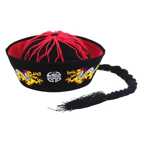 KMGDM Halloween-Cosplay-Hut, alter chinesischer Hut mit künstlerischem Zopf, für Cosplay, Party, Halloween, Kostümzubehör KMGDM Halloween-Cosplay-Hut, alter chinesischer Hut mit künstlerischem Zopf, für Cosplay, Party, Halloween, Kostümzubehör von KMGDM