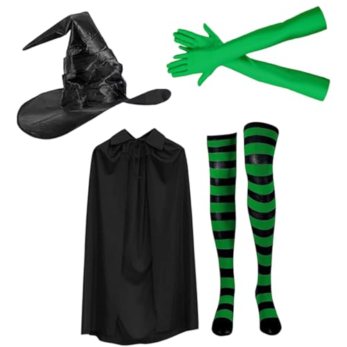 KMGDM Halloween Hexenhut Umhang Kostüm Set mit Klauenhandschuhen und Socken für Cosplay Rollenspiel Party Outfit KMGDM Halloween Hexenhut Umhang Kostüm Set mit Klauenhandschuhen und Socken für Cosplay Rollenspiel Party Outfit von KMGDM