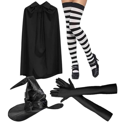 KMGDM Halloween Hexenhut Umhang Kostüm Set mit Klauenhandschuhen und Socken für Cosplay Rollenspiel Party Outfit KMGDM Halloween Hexenhut Umhang Kostüm Set mit Klauenhandschuhen und Socken für Cosplay Rollenspiel Party Outfit von KMGDM