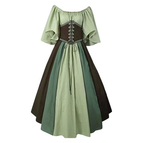 KMGDM Mittelalterliches Renaissances-Kostüm, kurzärmelig, Bluse, Hemd, Rock mit Korsett-Taillengürtel für Cosplay, Halloween, Verkleidungsteil KMGDM Mittelalterliches Renaissances-Kostüm, kurzärmelig, Bluse, Hemd, Rock mit Korsett-Taillengürtel für Cosplay, Halloween, Verkleidungsteil von KMGDM