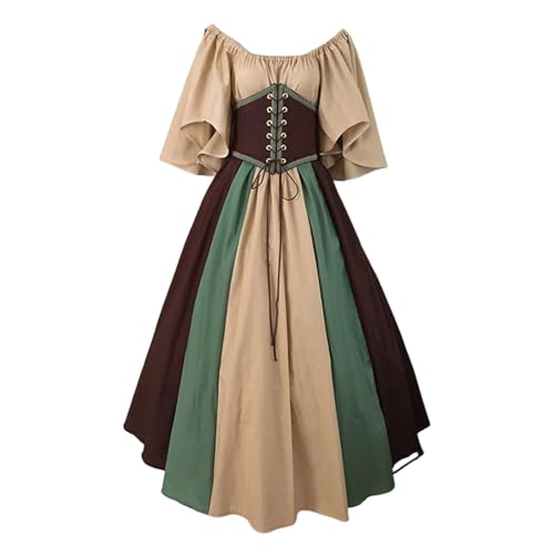 KMGDM Mittelalterliches Renaissances-Kostüm, kurzärmelig, Bluse, Hemd, Rock mit Korsett-Taillengürtel für Cosplay, Halloween, Verkleidungsteil KMGDM Mittelalterliches Renaissances-Kostüm, kurzärmelig, Bluse, Hemd, Rock mit Korsett-Taillengürtel für Cosplay, Halloween, Verkleidungsteil von KMGDM