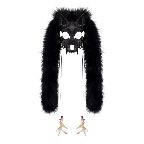 KMGDM Pelziger Wolf Kunstpelze Wikinger Füchse Kopfschmuck für Halloween Werwölfe Kostüm Cosplay Party KMGDM Pelziger Wolf Kunstpelze Wikinger Füchse Kopfschmuck für Halloween Werwölfe Kostüm Cosplay Party von KMGDM