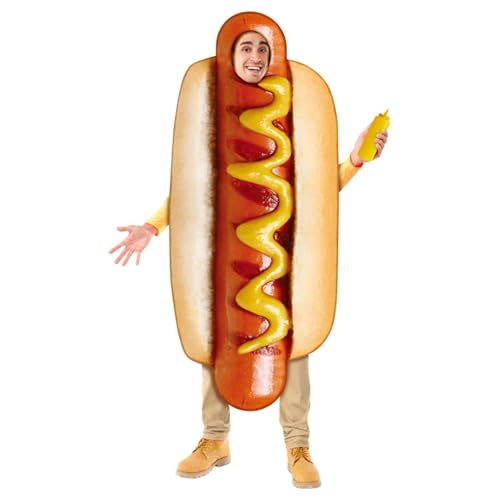 KMGDM Unisex Erwachsene Kinder Hot Dogs Fancy Jumpsuit Halloween Hot Dogs Kostüm Essen Hotdog Outfit Halloween Cosplay Kostüme von KMGDM