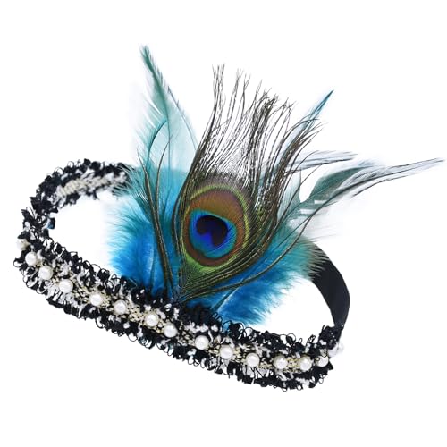 KMGDM Vintage 1920er Jahre Damen Cosplay Zubehör Gefiedertes Stirnband Elastisches Haarband für Frauen Abschlussball Hochzeit Maskerade Party KMGDM Vintage 1920er Jahre Damen Cosplay Zubehör Gefiedertes Stirnband Elastisches Haarband für Frauen Abschlussball Hochzeit Maskerade Party von KMGDM