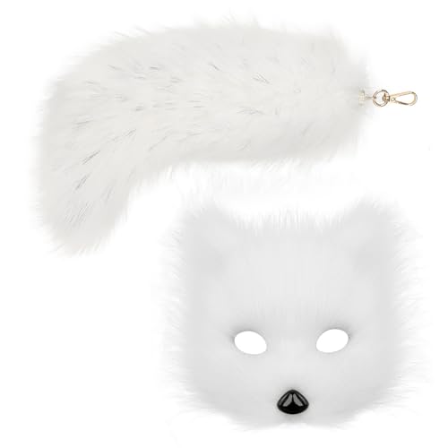 KMGDM Wolf Foxes Face Cover Kostüm mit Tierschwanz Schlüsselanhänger, Halloween Kostüm Dekoration für Kinder Erwachsene Halloween KMGDM Wolf Foxes Face Cover Kostüm mit Tierschwanz Schlüsselanhänger, Halloween Kostüm Dekoration für Kinder Erwachsene Halloween von KMGDM