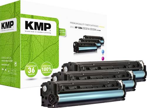KMP H-T144 CMY Tonerkassette Kombi-Pack ersetzt HP 128A, CE321A, CE322A, CE323A Cyan, Magenta, Gelb von KMP