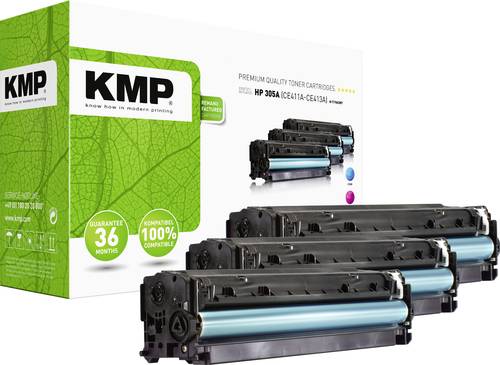 KMP H-T196 CMY Tonerkassette Kombi-Pack ersetzt HP 305A, CE411A, CE412A, CE413A Cyan, Magenta, Gelb von KMP