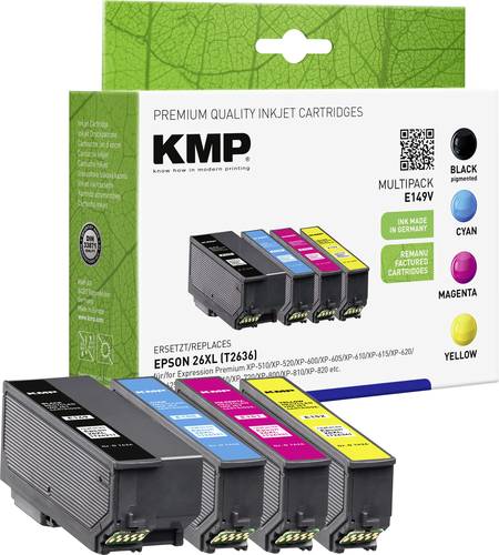 KMP Druckerpatrone ersetzt Epson 26XL, T2621, T2632, T2633, T2634 Kompatibel Kombi-Pack Schwarz, Cya von KMP