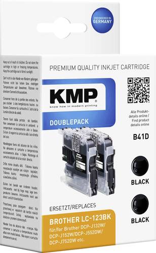 KMP Druckerpatrone ersetzt Brother LC-123BK Kompatibel 2er-Pack Schwarz B41D 1525,0021 von KMP