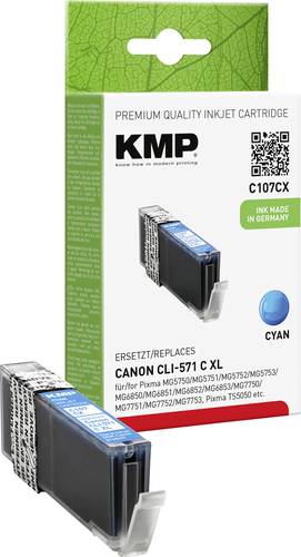 KMP Druckerpatrone ersetzt Canon CLI-571C XL Kompatibel Cyan C107CX 1569,0003 von KMP