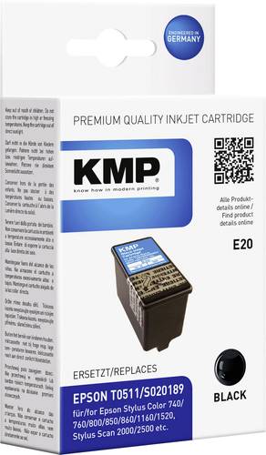 KMP Druckerpatrone ersetzt Epson T0511 Kompatibel Schwarz T0511 0966,0001 von KMP