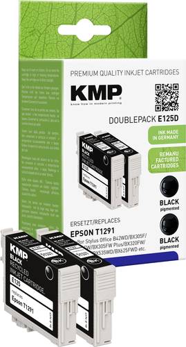 KMP Druckerpatrone ersetzt Epson T1291 Kompatibel 2er-Pack Schwarz E125D 1617,0021 von KMP
