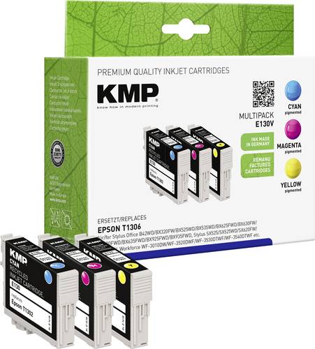 KMP Druckerpatrone ersetzt Epson T1302, T1303, T1304 Kompatibel Kombi-Pack Cyan, Magenta, Gelb E130V von KMP