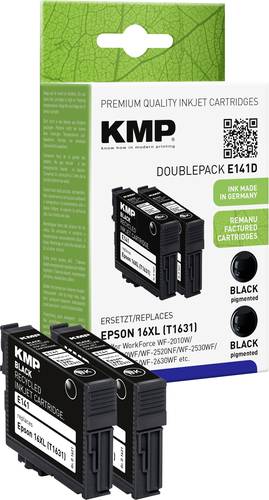 KMP Druckerpatrone ersetzt Epson 16XL, T1631 Kompatibel 2er-Pack Schwarz E141D 1621,0021 von KMP