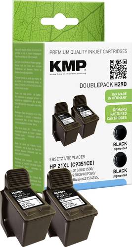 KMP Druckerpatrone ersetzt HP 21, C9351AE Kompatibel 2er-Pack Schwarz H29D 1900,4021 von KMP