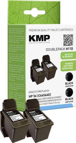 KMP Druckerpatrone ersetzt HP 56, C6656AE Kompatibel 2er-Pack Schwarz H11D 0995,4021 von KMP
