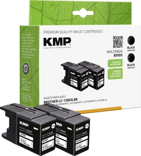 KMP Druckerpatrone ersetzt Brother LC-1280XLBK Kompatibel 2er-Pack Schwarz B59DX 1524,4021 von KMP