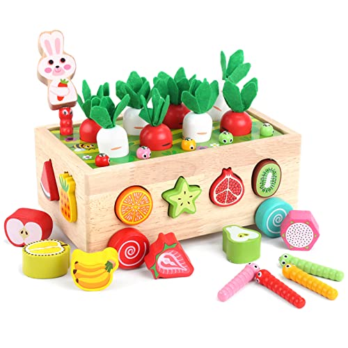 Kinder Montessori Spielzeug ab 1 2 3 Jahr | 7-in-1 Holzspielzeug 2 Jahre | Steckspiel Sortierspiel Holzpuzzle Karottenernte | Lernspielzeug Geschenk für Mädchen Jungen Kinder Kleinkind Kinder Montessori Spielzeug ab 1 2 3 Jahr | 7-in-1 Holzspielzeug 2 Jahre | Steckspiel Sortierspiel Holzpuzzle Karottenernte | Lernspielzeug Geschenk für Mädchen Jungen Kinder Kleinkind von KMTJT