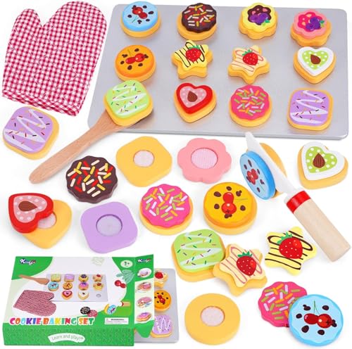 Kinderküche Zubehör Holz, Holzspielzeug Spielküche Zubehör ab 3 Jahre, Holz-Keksbackset zum Schneiden und Backen mit Klett, Montessori Spielzeug Kinderspielzeug Weihnachten Geschenk für Jungen Mädchen Kinderküche Zubehör Holz, Holzspielzeug Spielküche Zubehör ab 3 Jahre, Holz-Keksbackset zum Schneiden und Backen mit Klett, Montessori Spielzeug Kinderspielzeug Weihnachten Geschenk für Jungen Mädchen von KMTJT